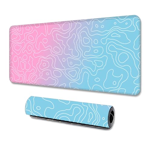 Treer XXL/XL/L Gaming Mauspad, Abstrakter Stil Mousepad, Mauspad rutschfeste Gummibasis, Mousepad Gaming mit Vernähte Kanten, Mauspad Groß Geeignet für das Homeoffice (700x300mm,hellblau) von Treer