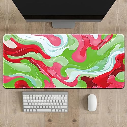 Treer XXL/XL/L Gaming Mauspad, Bunt Abstrakt Mousepad, Mauspad rutschfeste Gummibasis, Mousepad Gaming mit Vernähte Kanten, Mauspad Groß Geeignet für das Homeoffice (rot grün,600x300mm) von Treer