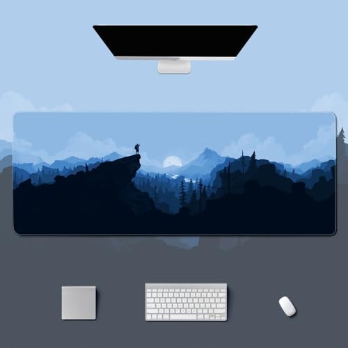 Treer XXL/XL/L Gaming Mauspad, Mousepad Mode Stil, Mauspad rutschfeste Gummibasis, Mousepad Gaming mit Vernähte Kanten, Mauspad Groß Geeignet für das Home Office (800x300mm,Blau) von Treer
