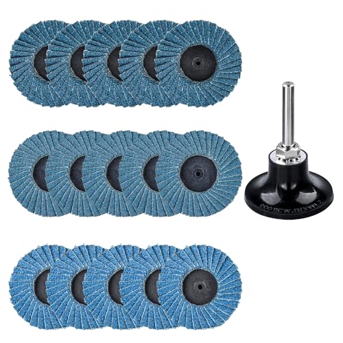 Treki 15 Stück Mini Fächerscheiben für Bohrmaschine 40/60/80er Körnung, 50 MM Schleifscheiben Pad Kit mit 6,35 MM Adapter, Schleifaufsatz für Akkuschrauber, Klein Schleifpapier Schleifpads Treki 15 Stück Mini Fächerscheiben für Bohrmaschine 40/60/80er Körnung, 50 MM Schleifscheiben Pad Kit mit 6,35 MM Adapter, Schleifaufsatz für Akkuschrauber, Klein Schleifpapier Schleifpads von Treki