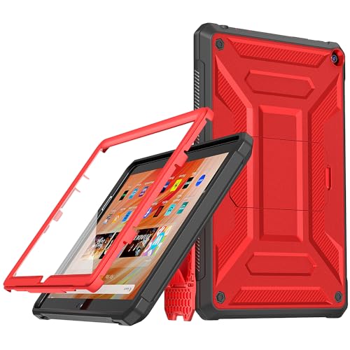 Armor Series Hülle für All-New 10.1 Zoll Tablet Cases - Nicht passen Samsung, TrendGate Stoßfestes Hülle integrierter Displayschutzfolie mit Ständer für 10.1'' Tablet 10 - Rot von TrendGate