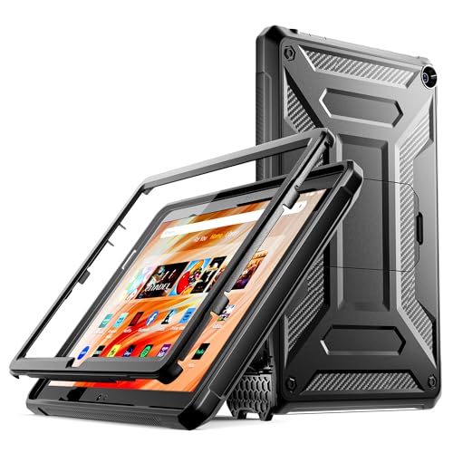 Fire HD 10 Tablet Hülle (13. Generation, 2023 Release), Nicht für iPad, TrendGate Leichtes Stoßfeste Armor Series Hülle Integrierter Displayschutz mit Ständer für Fire HD 10 Kids Pro Tablet – Schwarz von TrendGate