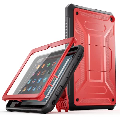 Tablet Н D 8 Hülle für brandneues 8" Tablet, TrendGate Ganzkörper-Robuster freihändiger Betrachtungsständer mit Displayschutzfolie, Inkompatibler iPad Samsung – Rot von TrendGate