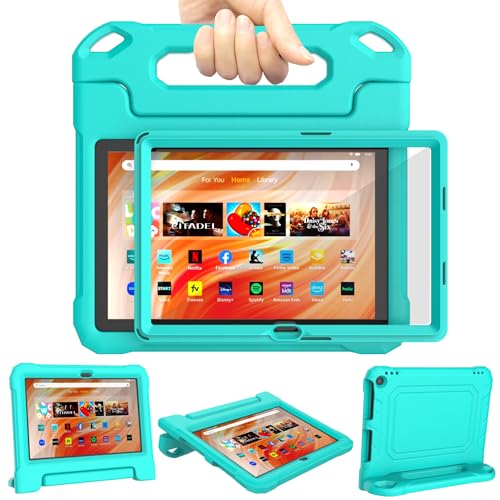 TrendGate 10 Tablet Hülle für Kinder, Kinderfreundlich Leichtes Stoßfeste Hülle für Neue Modell 10.1 Tablet, Nicht passen Samsung 10.4, iPad 10.2, Integrierter Displayschutz mit Griffständer - Türkis von TrendGate