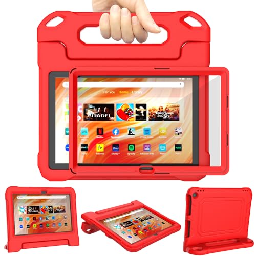 TrendGate Tablet 10.1 Zoll Hülle für Kinder, Nicht passen iPad Samsung, leichte stoßfeste Hülle mit Griff und Ständer Integrierter Displayschutz für 10.1 Zoll Display Tablet – Groß Rot von TrendGate