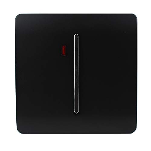 Trendi ART-WHS1BK Lichtschalter mit Neon-Einsatz und Touchscreen, modern, glänzend, 20 A, Schwarz von Trendi Switch