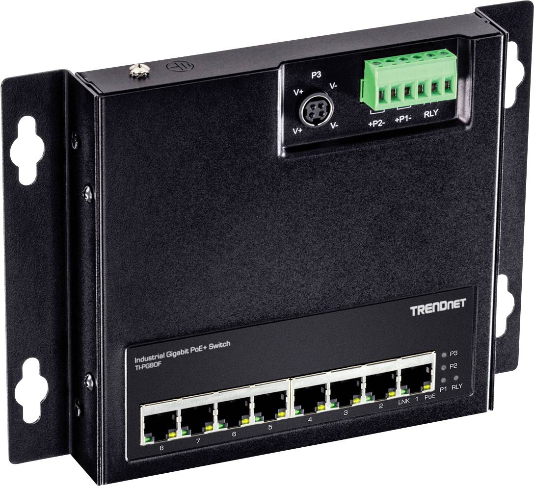 TRENDnet 8-Port Industrial Gigabit PoE+ WallMount Front Acc. TRENDnet 8-Port Industrial Gigabit PoE+ WallMount Front Acc. von Trendnet