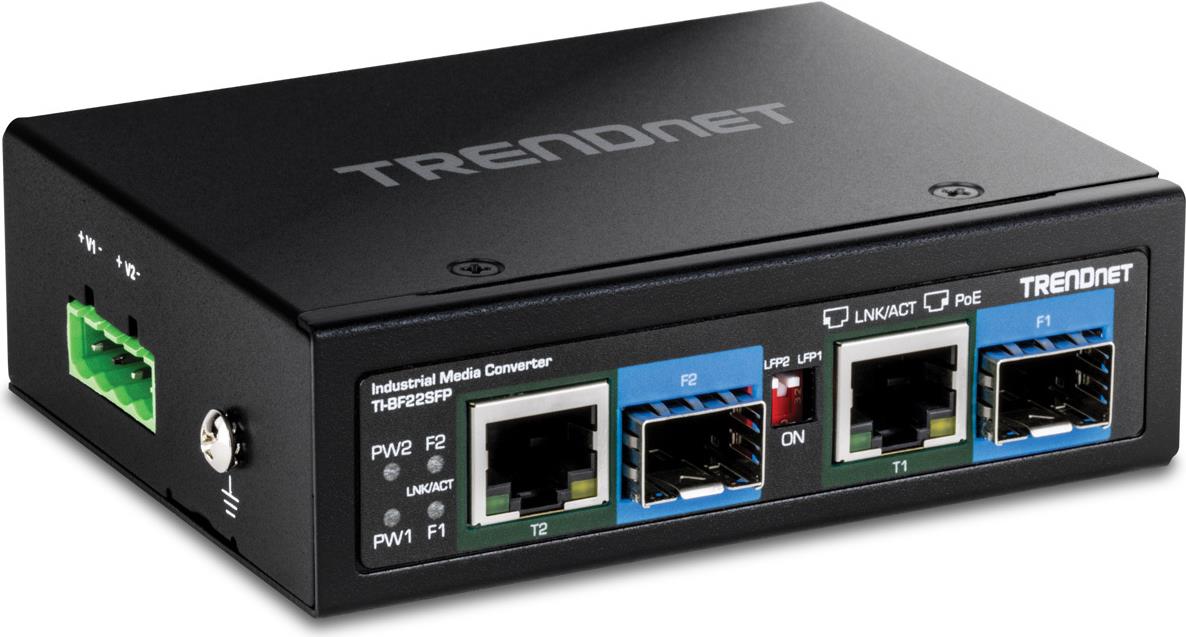 TRENDnet TI-BF22SFP Medien Konverter 2-Port Industrial SFP zu Gigabit PoE++ (TI-BF22SFP) von Trendnet