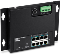 TRENDnet TI-PG102F - Industrial - Switch - 8 x 10/100/1000 (PoE+) + 2 x Kombi-Gigabit-SFP - an DIN-Schiene montierbar, wandmontierbar - PoE+ (240 W) - Gleichstrom von Trendnet