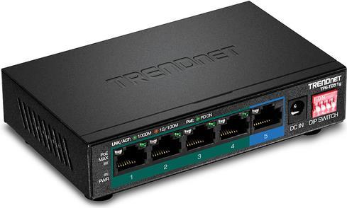 TRENDnet TPE-TG51g - Switch - unmanaged - 4 x 10/100/1000 (PoE+) + 1 x 10/100/1000 - Desktop, wandmontierbar - PoE+ (60 W) von Trendnet