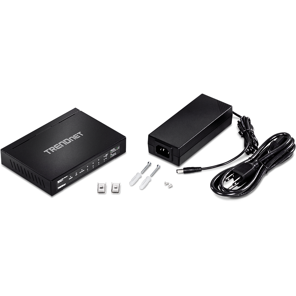 TRENDnet TPE TG611 - Switch - 4 x 10/100/1000 (PoE+) + 1 x 10/100/1000 (Uplink) + 1 x Gigabit SFP - Desktop - PoE+ (65 W) von Trendnet