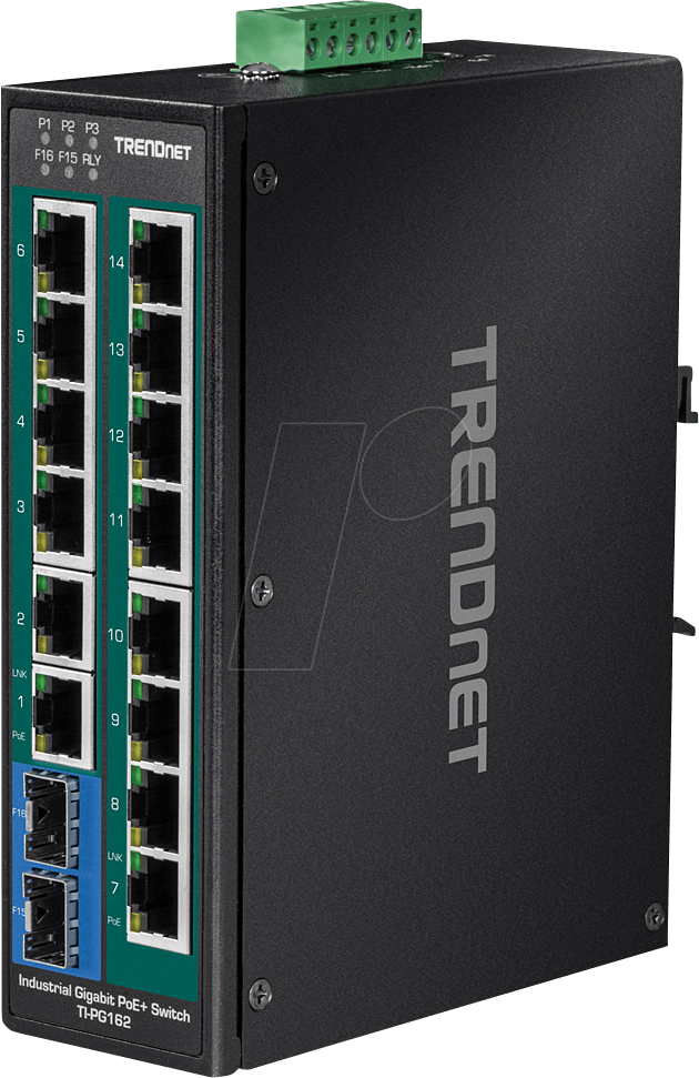 TRN TI-PG162 - Switch, 16-Port, Gigabit Ethernet, PoE+, 2x SFP von Trendnet