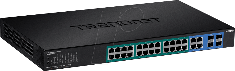 TRN TPE-5028WS - Switch, 24-Port, Gigabit Ethernet, PoE+, 4x RJ45/SFP von Trendnet