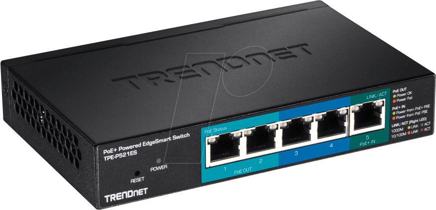 TRN TPE-P521ES - Switch, 5-Port, Gigabit Ethernet, PoE+ von Trendnet