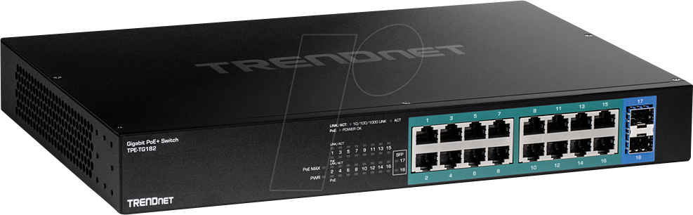 TRN TPE-TG182 - Switch, 18-Port, Gigabit Ethernet, PoE+, SFP von Trendnet