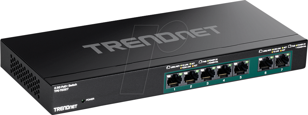 TRN TPE-TG327 - Switch, 7-Port, Gigabit Ethernet, PoE+ von Trendnet
