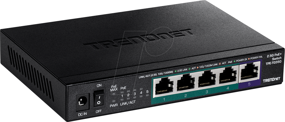 TRN TPE-TG350 - Switch, 5-Port, 2,5 Gigabit Ethernet, PoE+ von Trendnet