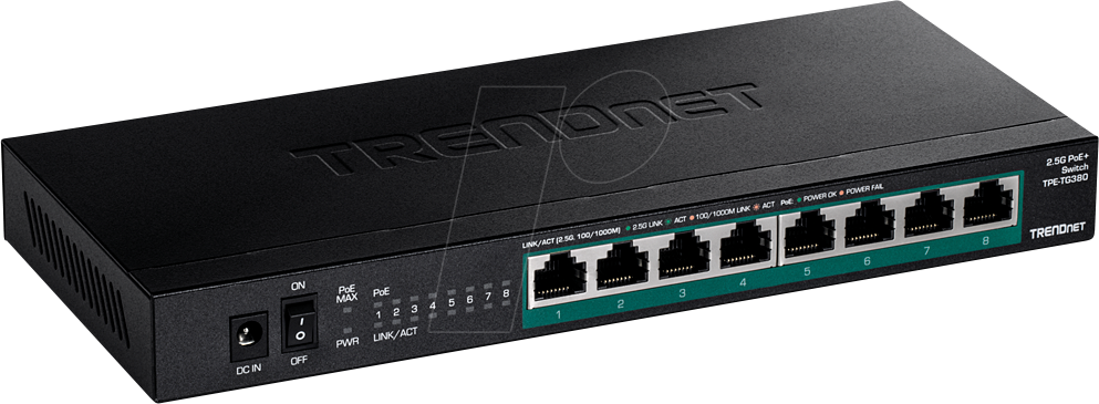 TRN TPE-TG380 - Switch, 8-Port, 2,5 Gigabit Ethernet, PoE+ von Trendnet