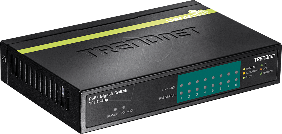 TRN TPE-TG80G - Switch, 8-Port, Gigabit Ethernet, PoE von Trendnet