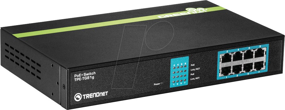 TRN TPE-TG81G - Switch, 8-Port, Gigabit Ethernet, PoE+ von Trendnet