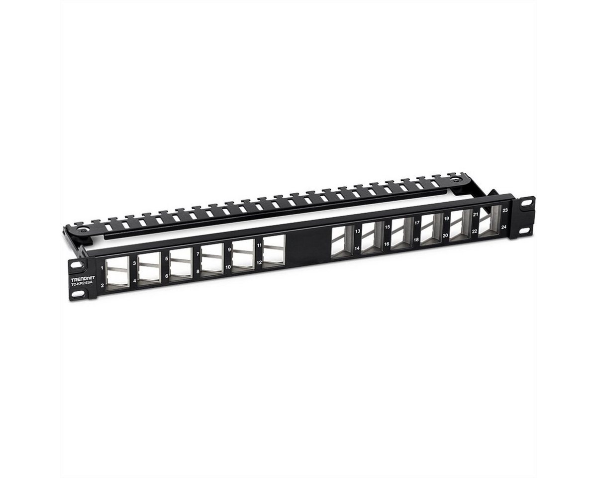 Trendnet TC-KP24SA 24 Port Patch Panel Netzwerk-Panel (für Keystones, gewinkelt 1U) von Trendnet