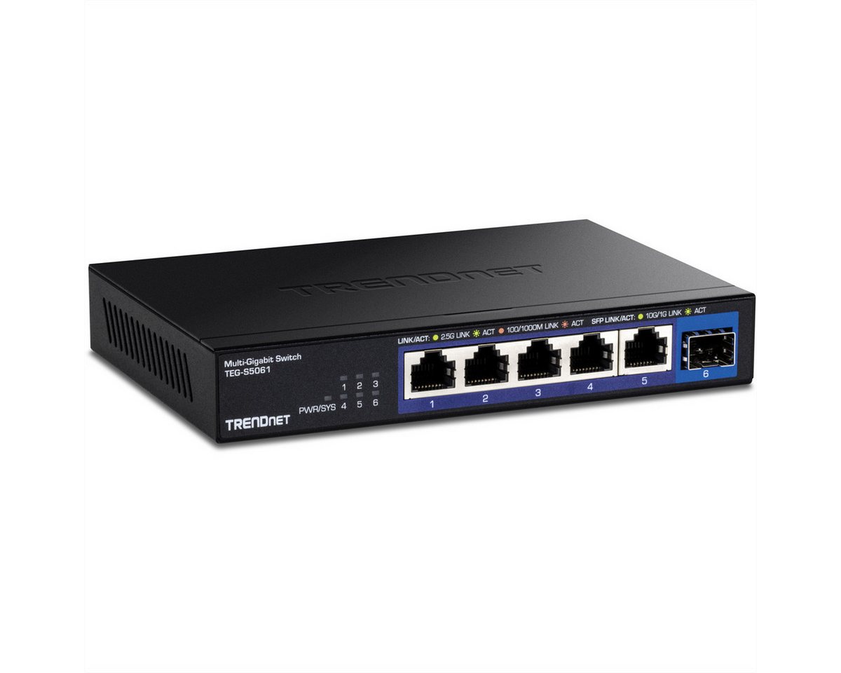 Trendnet TEG-S5061 6-Port Switch Netzwerk-Switch (2.5G Unmanaged Switch mit 10G SFP+ Port) von Trendnet