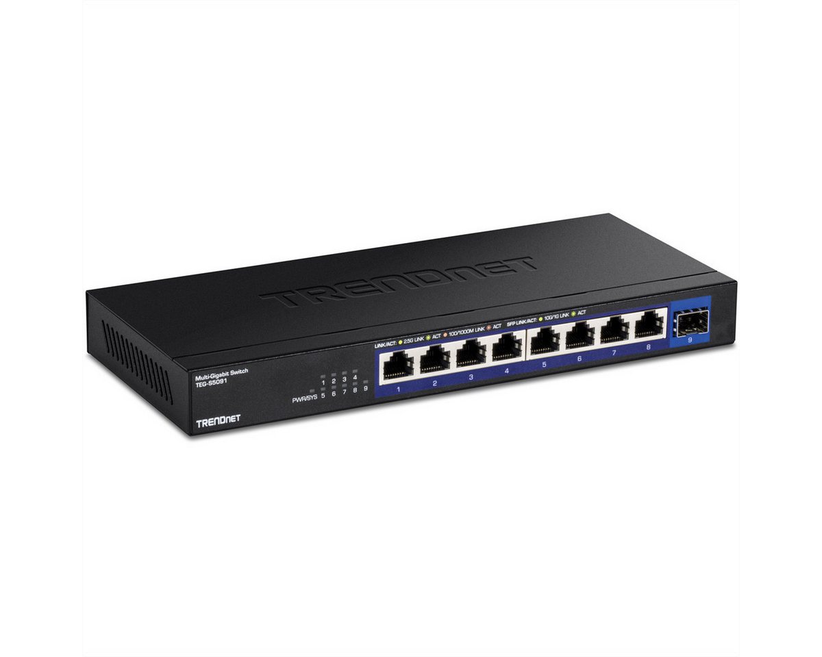 Trendnet TEG-S5091 9-Port Switch Netzwerk-Switch (2.5G Unmanaged Switch mit 10G SFP+ Port) von Trendnet
