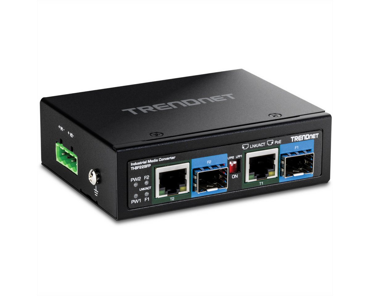 Trendnet TI-BF22SFP Medien Konverter Netzwerk-Switch (2-Port Industrial SFP zu Gigabit PoE) von Trendnet