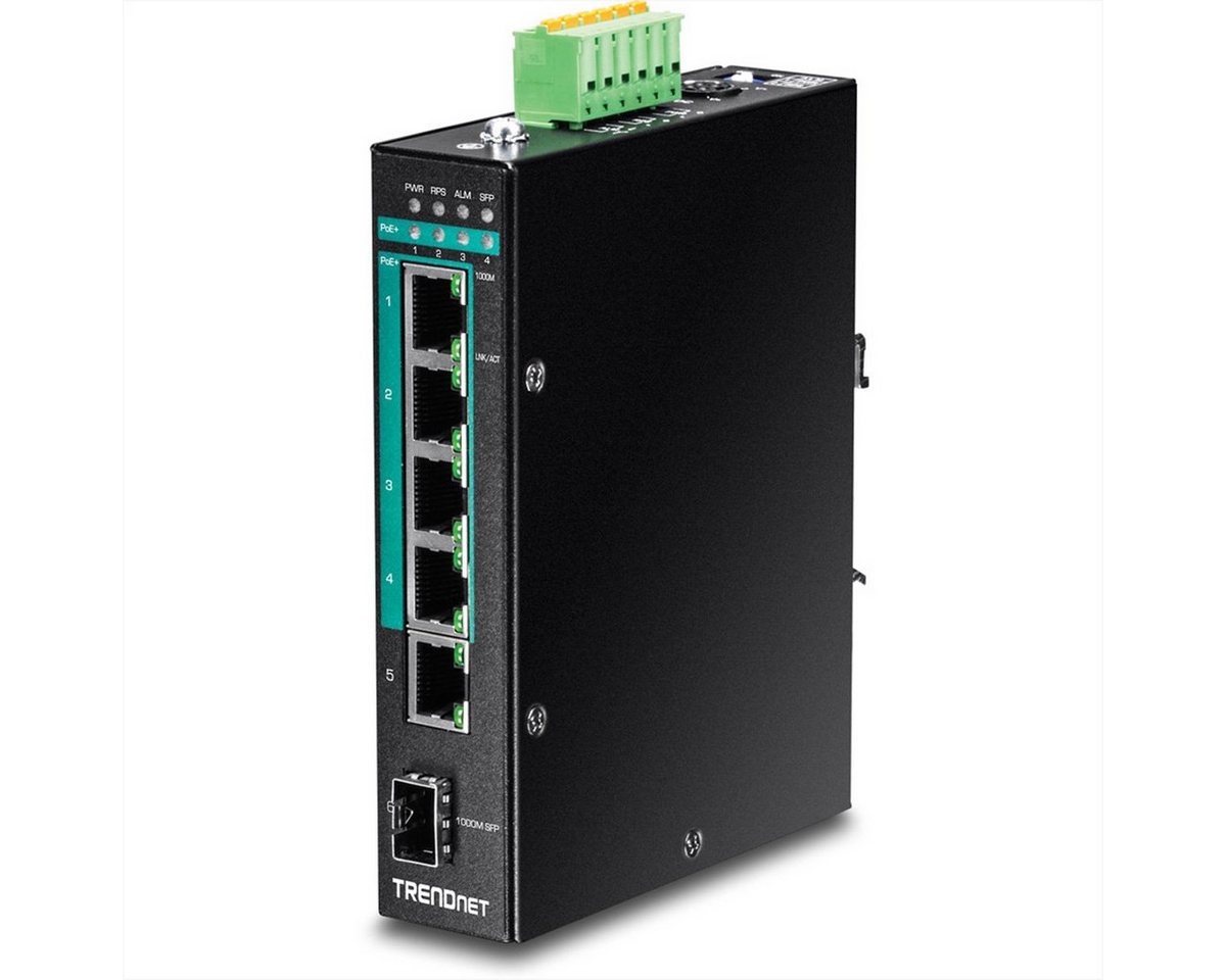 Trendnet TI-PG541i 6-Port Switch PoE+ Industrial Gigabit Layer 2 DIN-Rail Netzwerk-Switch von Trendnet