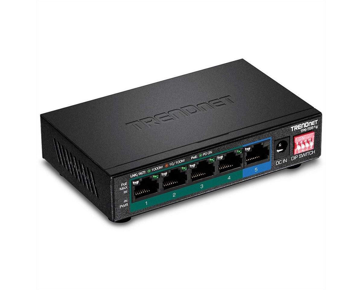 Trendnet TPE-TG51G 5-Port PoE+ Switch Gigabit 60W Netzwerk-Switch von Trendnet