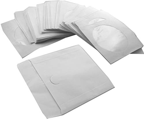 Trendsky® Papierhüllen mit Fenster und Lasche für CD DVD Bluray Rohlinge Papier Hüllen - Qualtätsprodukt (100 Stück) von Trendsky