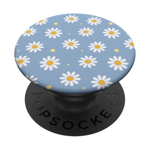 Trendy Aesthetic Designs & More - Hellblaue Gänseblümchen, Gänseblümchen, ästhetisch, Blumenmuster PopSockets Klebender PopGrip für Smartphones mit glatten, harten Plastikgehäusen in Babyblau von Trendy Aesthetic Designs & More