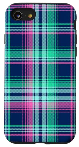 Trendy Apparel Retro Neon Colors Plaid Pattern Hülle für iPhone SE (2020) / 7 / 8 von Trendy Apparel