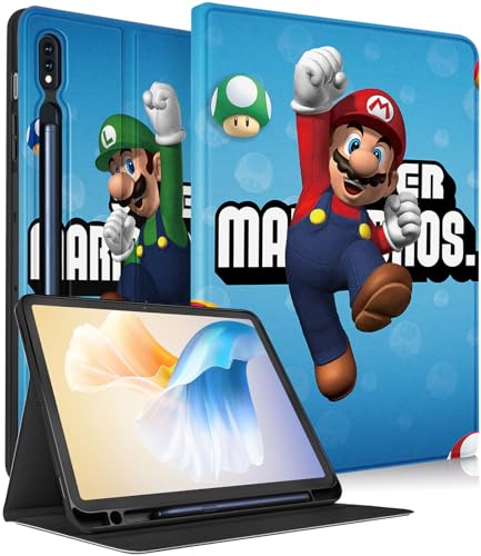 BlueMaro Schutzhülle für Samsung Galaxy Tab S9 Plus / S9 Fe Plus 2023, 31,5 cm (12,5 Zoll), niedlicher Cartoon-Charakter, Kawaii-Smart-Cover für Jungen und Mädchen, Kinder, Teenager, mit Standfunktion von Trendy Fan
