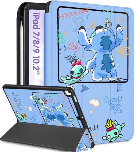 Trendy Fan Schutzhülle für iPad 9. / 8. / 7. Generation, 25,9 cm (10,2 Zoll), niedliches Cartoon-Kawaii-Design, für Mädchen, Kinder, Teenager, Jungen, Mädchen, Frauen, cooles Design, Folio-Ständer mit von Trendy Fan