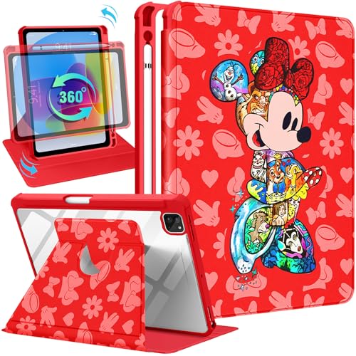 Trendy Fan Schutzhülle für iPad Pro 12,9 Zoll 2022/2021/2020/2018, niedliches Cartoon-Kawaii-Design, 360 Grad drehbarer Folio-Ständer, Stifthalter für Apple i Pad 32,8 cm, Miini von Trendy Fan