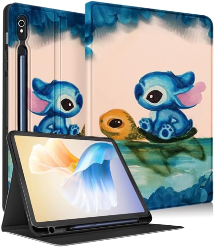 Trendy Fan TurtleStit Schutzhülle für Galaxy Tab S9 2023, 27,9 cm (11 Zoll), niedliches Cartoon-Motiv, Kawaii-Smart-Cover für Mädchen, Kinder, Jungen, Teenager, ästhetisches, cooles Design, von Trendy Fan