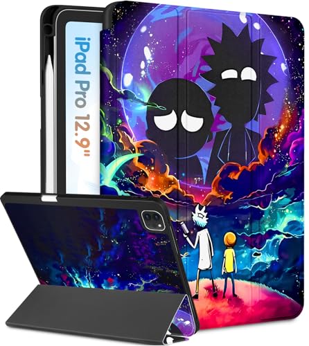 Trendy Fun Case for iPad Pro 12.9 Cool Anime Character Cartoon Cute Kawaii Design for Boys Teens Girls Men Tri-Fold Stand Cover with Pencil Holder for Apple i Pad Pro 12.9 Case 2022/2021/2020/2018 Rik Trendy Fun Case for iPad Pro 12.9 Cool Anime Character Cartoon Cute Kawaii Design for Boys Teens Girls Men Tri-Fold Stand Cover with Pencil Holder for Apple i Pad Pro 12.9 Case 2022/2021/2020/2018 Rik von Trendy Fan