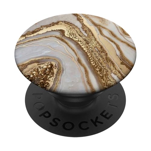 Abstraktes goldenes und weißes Harzdesign PopSockets Klebender PopGrip von Trendy Gifts & Grips