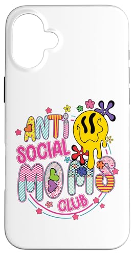 Anti-Social Moms Club Melting Happy Face Retro Groovy Mama Hülle für iPhone 16 Plus Anti-Social Moms Club Melting Happy Face Retro Groovy Mama Hülle für iPhone 16 Plus von Trendy Mom Life Funny Quote Stylish Apparel