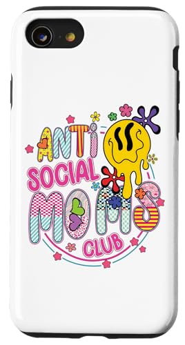 Anti-Social Moms Club Melting Happy Face Retro Groovy Mama Hülle für iPhone SE (2020) / 7 / 8 von Trendy Mom Life Funny Quote Stylish Apparel