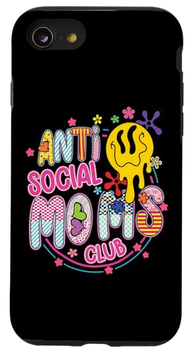 Anti-Social Moms Club Melting Happy Face Retro Groovy Mama Hülle für iPhone SE (2020) / 7 / 8 von Trendy Mom Life Funny Quote Stylish Apparel