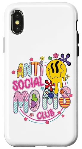 Anti-Social Moms Club Melting Happy Face Retro Groovy Mama Hülle für iPhone X/XS Anti-Social Moms Club Melting Happy Face Retro Groovy Mama Hülle für iPhone X/XS von Trendy Mom Life Funny Quote Stylish Apparel