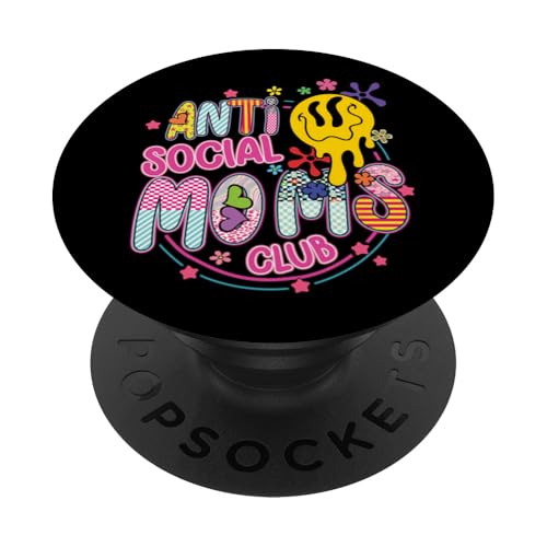 Anti-Social Moms Club Melting Happy Face Retro Groovy Mama PopSockets Klebender PopGrip Anti-Social Moms Club Melting Happy Face Retro Groovy Mama PopSockets Klebender PopGrip von Trendy Mom Life Funny Quote Stylish Apparel
