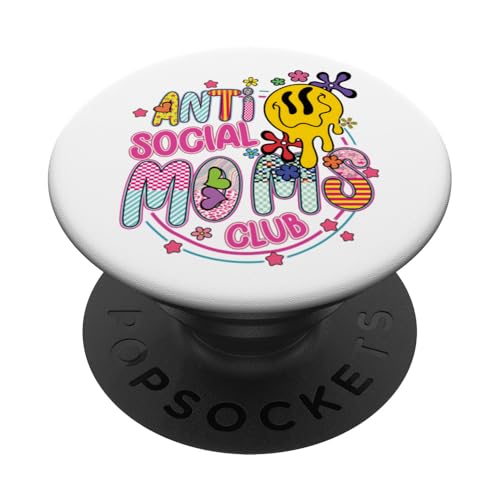 Anti-Social Moms Club Melting Happy Face Retro Groovy Mama PopSockets Klebender PopGrip Anti-Social Moms Club Melting Happy Face Retro Groovy Mama PopSockets Klebender PopGrip von Trendy Mom Life Funny Quote Stylish Apparel