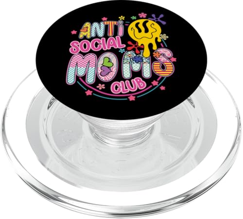 Anti-Social Moms Club Melting Happy Face Retro Groovy Mama PopSockets PopGrip für MagSafe Anti-Social Moms Club Melting Happy Face Retro Groovy Mama PopSockets PopGrip für MagSafe von Trendy Mom Life Funny Quote Stylish Apparel