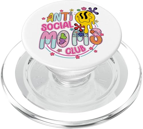 Anti-Social Moms Club Melting Happy Face Retro Groovy Mama PopSockets PopGrip für MagSafe Anti-Social Moms Club Melting Happy Face Retro Groovy Mama PopSockets PopGrip für MagSafe von Trendy Mom Life Funny Quote Stylish Apparel