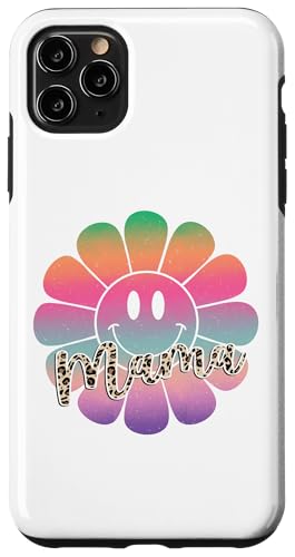 Buntes Happy Face Flower Tee Retro Leopard Mama Aesthetic Hülle für iPhone 11 Pro Max von Trendy Mom Life Funny Quote Stylish Apparel