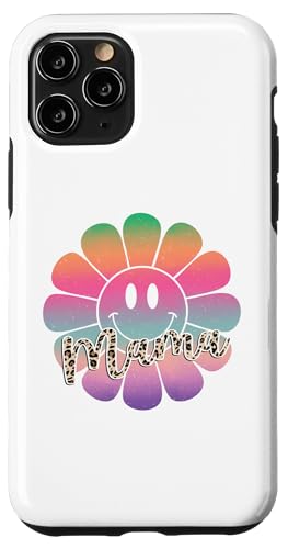 Buntes Happy Face Flower Tee Retro Leopard Mama Aesthetic Hülle für iPhone 11 Pro von Trendy Mom Life Funny Quote Stylish Apparel