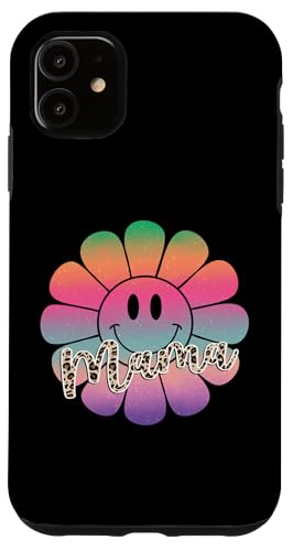 Buntes Happy Face Flower Tee Retro Leopard Mama Aesthetic Hülle für iPhone 11 von Trendy Mom Life Funny Quote Stylish Apparel